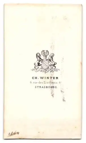 Fotografie Ch. Winter, Strasbourg, Herr im Anzug mit Koteletten nebst Zylinder