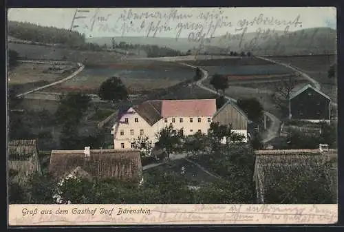 AK Bärenstein / Erzgeb., Gasthof Dorf Bärenstein aus der Vogelschau