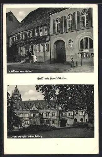 AK Gondelsheim / Baden, Gasthaus zum Adler, Gräfl. Douglas`sches Schloss