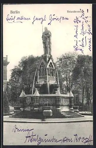 AK Berlin-Tiergarten, Der Rolandbrunnen am Kemperplatz