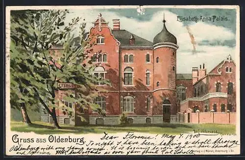 Lithographie Oldenburg / O., Elisabeth-Anna-Palais