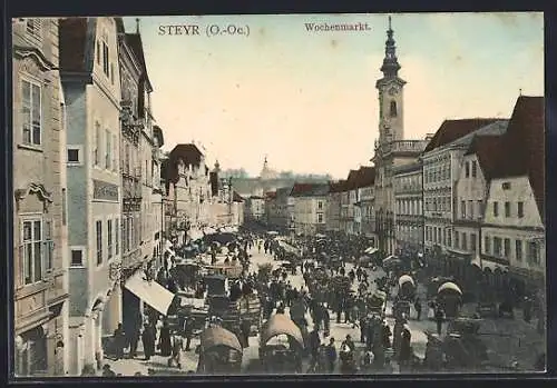 AK Steyr /O.-Oe., Wochenmarkt