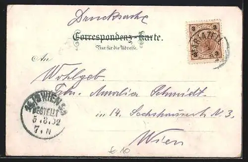 Lithographie Mariazell, Erlaf-See von der Stiftshütte aus, Lassingfall, Balcon der Hohfensteingrotte