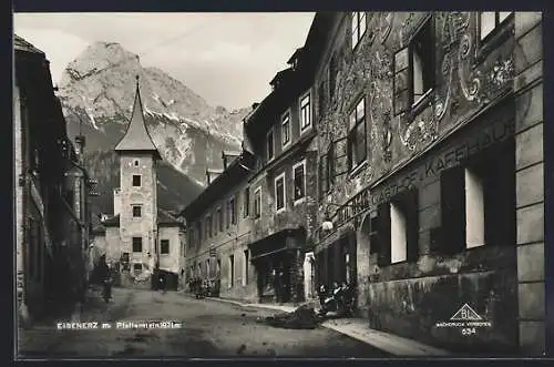 AK Eisenerz, Gasthof Kaffeehaus mit Pfaffenstein