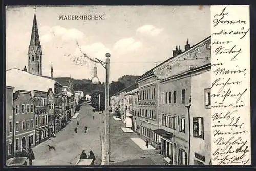 AK Mauerkirchen, Strassenansicht mit Geschäften