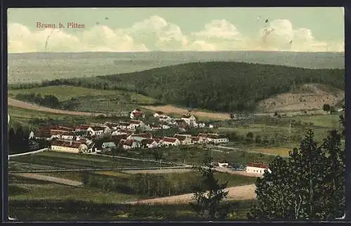 AK Brunn b. Pitten, Ortsansicht aus der Vogelschau