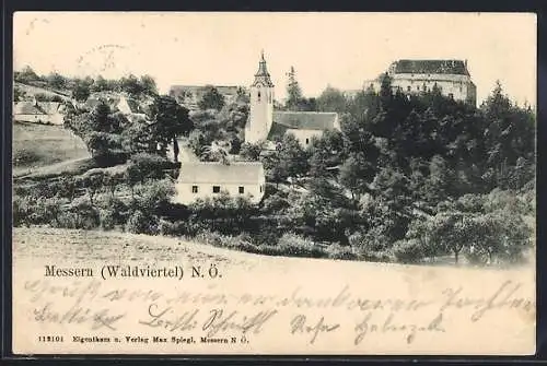 AK Messern /Waldviertel, Ortsansicht vom Hang aus