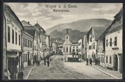 AK Weyer an der Enns, Strassenpartie am Marktplatz