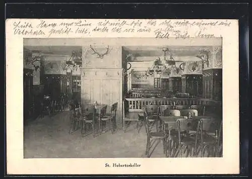 AK Wien VI, Gasthaus St. Hubertuskeller in der Mariahilferstrasse, Gaststube