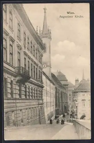 AK Wien, Augustiner Kirche mit Strassenansicht