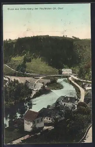 AK Unternberg bei Neufelden, Ortsansicht aus der Vogelschau