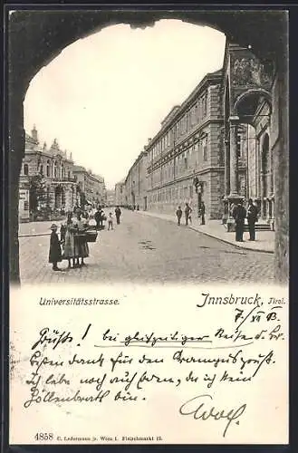 AK Innsbruck /Tirol, Mädchen auf der Universitätsstrasse