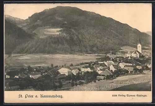 AK St. Peter a. Kammersberg, Teilansicht mit Kirche