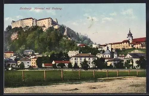 AK Salzburg, Nonntal, Ortsansicht mit Festung