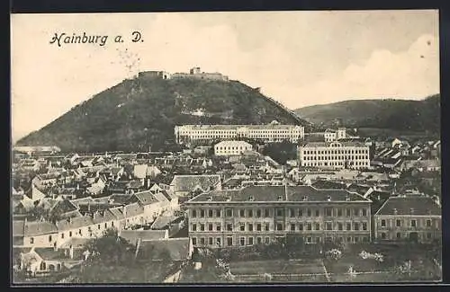 AK Hainburg a. D., Teilansicht mit Burg