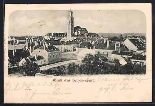 AK Herzogenburg, Teilansicht mit Kirche und Strassenpartie