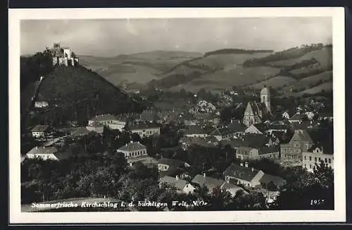 AK Kirchschlag i. d. buckligen Welt, Ortsansicht mit Burg aus der Vogelschau