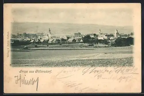 AK Göllersdorf, Teilansicht mit Kirche