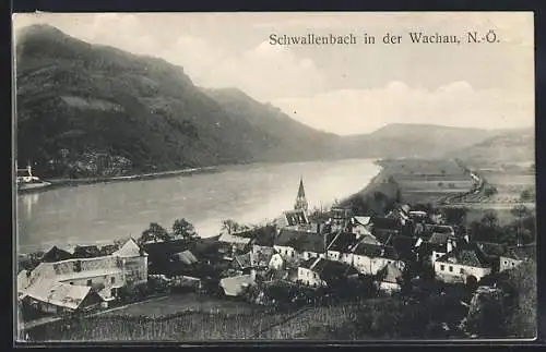 AK Schwallenbach in der Wachau, Teilansicht mit Kirche