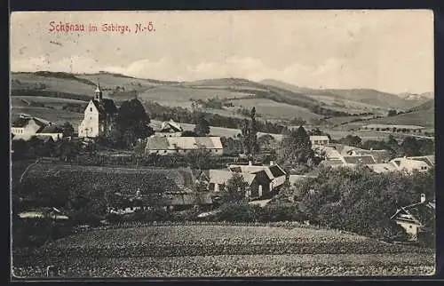 AK Schönau im Gebirge, Totale von der Bergwiese gesehen