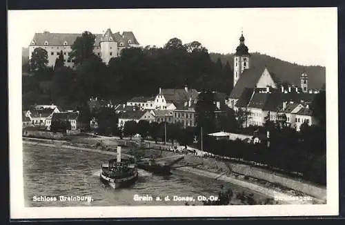 AK Grein a. d. Donau, Schloss Greinburg mit Kirche