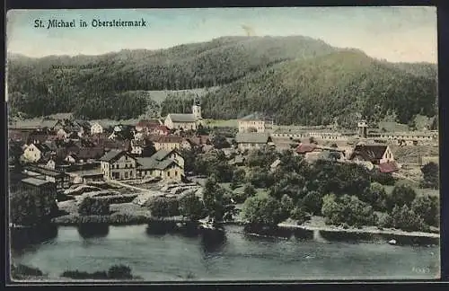 AK St. Michael in Obersteiermark, Teilansicht mit Kirche