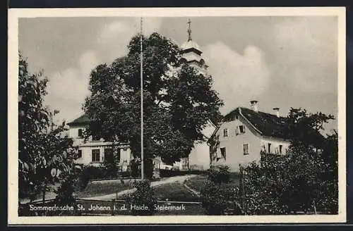 AK St. Johann i. d. Haide, Ortspartie mit Kirche