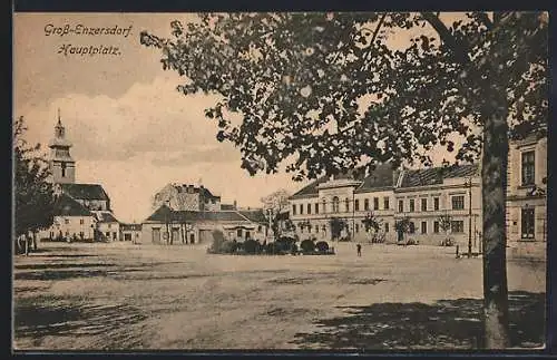 AK Gross-Enzersdorf, Hauptplatz mit Kirche