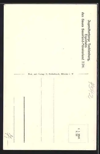 AK Tecklenburg, Innenansicht der Jugendherberge, Markt, das hockende Weib