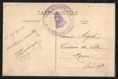 AK Corneville-sur-Risle, Hostellerie des Cloches et Carillon avec voiture ancienne devant l`entrée