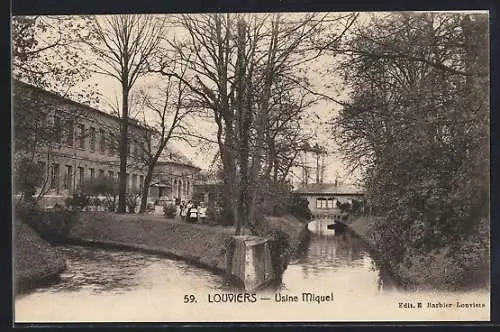 AK Louviers, Usine Miquel et canal entouré d`arbres