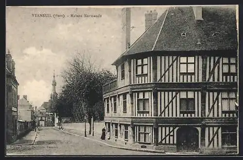 AK Verneuil, Maison Normande et rue pittoresque