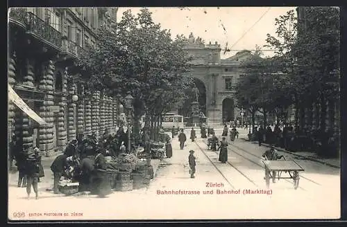 AK Zürich, Strassenbahn in der Bahnhofstrasse