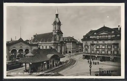 AK Bern, Bahnhofplatz und Heiliggeistkirche