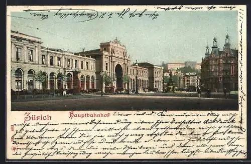 AK Zürich, Hauptbahnhof, um 1900