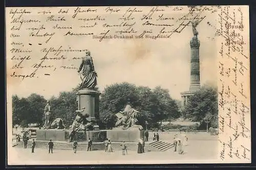 AK Berlin-Tiergarten, Bismarck-Denkmal mit Siegessäule