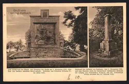 AK Rossbach / Geiseltal, Denkmal zum Sieg Friedrich des Grossen