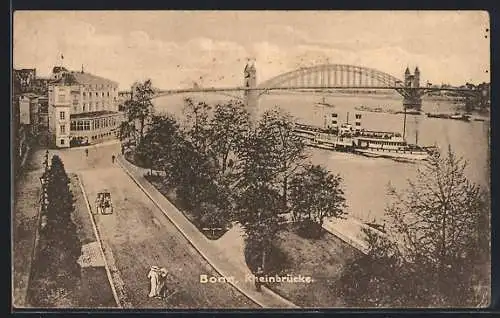 AK Bonn, Strassenpartie an der Rheinbrücke