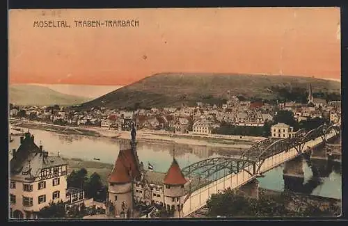 AK Traben-Trarbach /Moseltal, Teilansicht mit Brücke