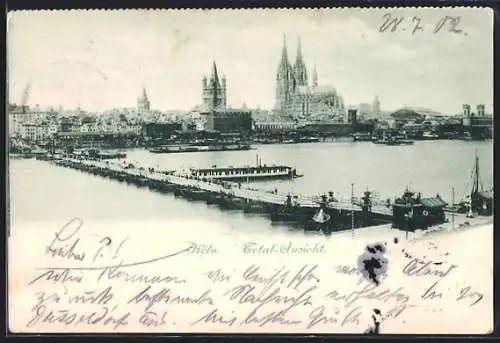 AK Köln, Brücke mit Dom