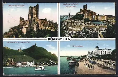 AK Königswinter, Ruine Drachenfels, Plateau und Ortsansichten