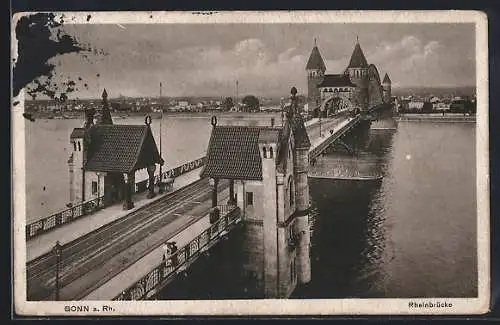 AK Bonn a. Rh., Blick entlang der Rheinbrücke