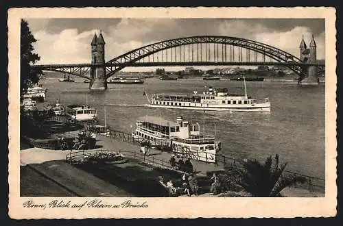 AK Bonn, Blick auf Rhein und Brücke