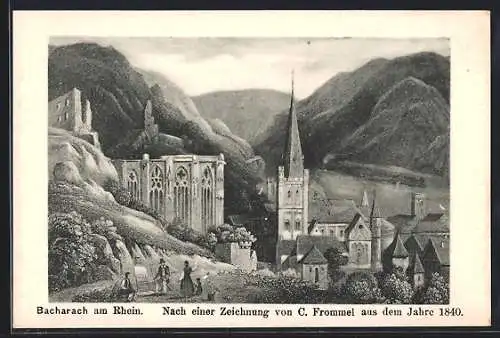 AK Bacharach am Rhein, Ortsansicht im Jahr 1840