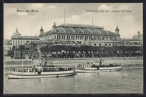 AK Mainz am Rhein, Stadthalle mit der neuen Terrasse