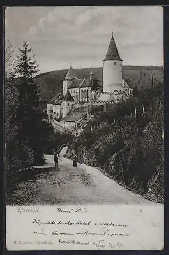 AK Krivoklát, Blick auf die Burg