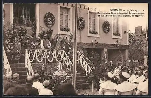 AK Béhuard, Monseigneur Gry prononcant le panégyrique de Ste-Thérèse de l`Enfant Jésus, 28 juin 1935