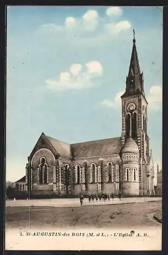 AK Saint-Augustin-des-Bois, L`Église avec son clocher imposant