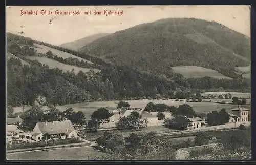 AK Edlitz, Bahnhof Grimmenstein mit dem Kulmriegl