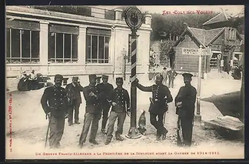 AK La Schlucht, un groupe franco-allemand a la frontière avant la Guerre de 1914-15